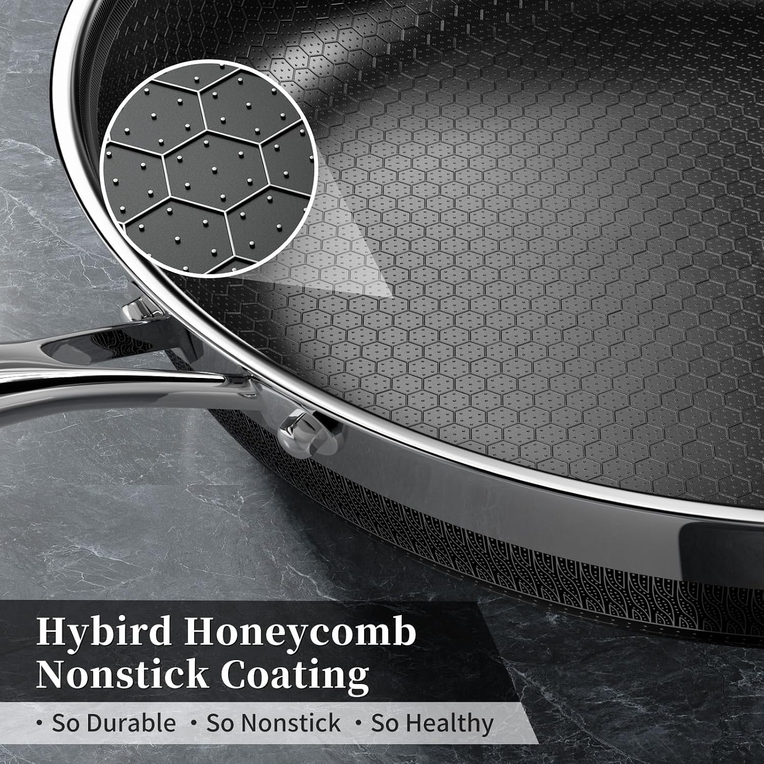 Innerwell Nonstick Frying Pan Set,8 Inch&9.5 Inch&11 Inch Tri-Ply Hybrid Stainless Steel Ceramic Frying Pans Kitchen Cooking Pan Skillet 3 Piece PFAS/PFOA/PTFE Free,Dishwasher & Oven Safe