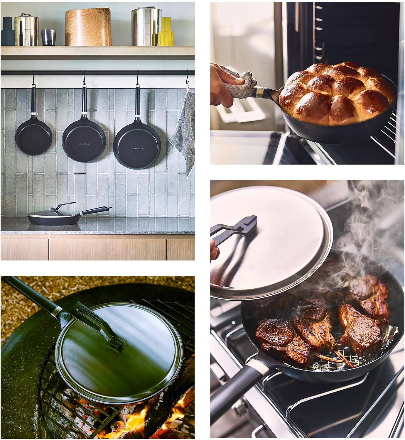 Vermicular Oven-Safe Skillet with Stainless Steel Lid | 24cm Deep (9.4') | Lightweight Enameled Cast Iron Pan with Non-Toxic Enamel Finish | Dishwasher Safe | Induction-compatible | Made in Japan