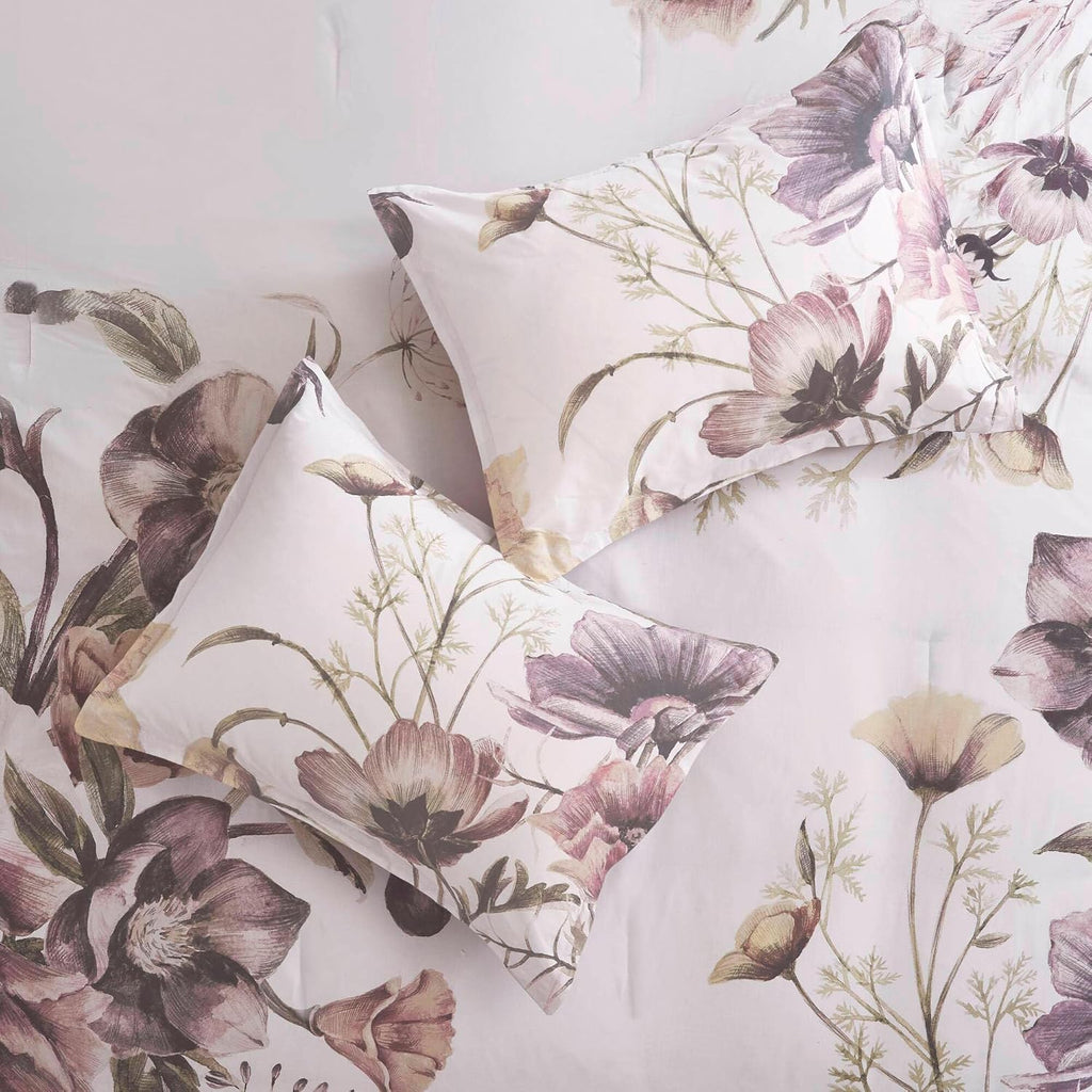 Madison Park Floral California King Comforter Set, Cotton Rich Bedding Set Feminine Design Shabby Chic Cal King Size Comforter Sets, All Season Bed Cover, Shams, Bed Skirt, Décor Pillow, Blush 8 Piece