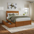 AFI, Nantucket Queen Platform Bed with Footboard & Storage Drawers, Light Toffee