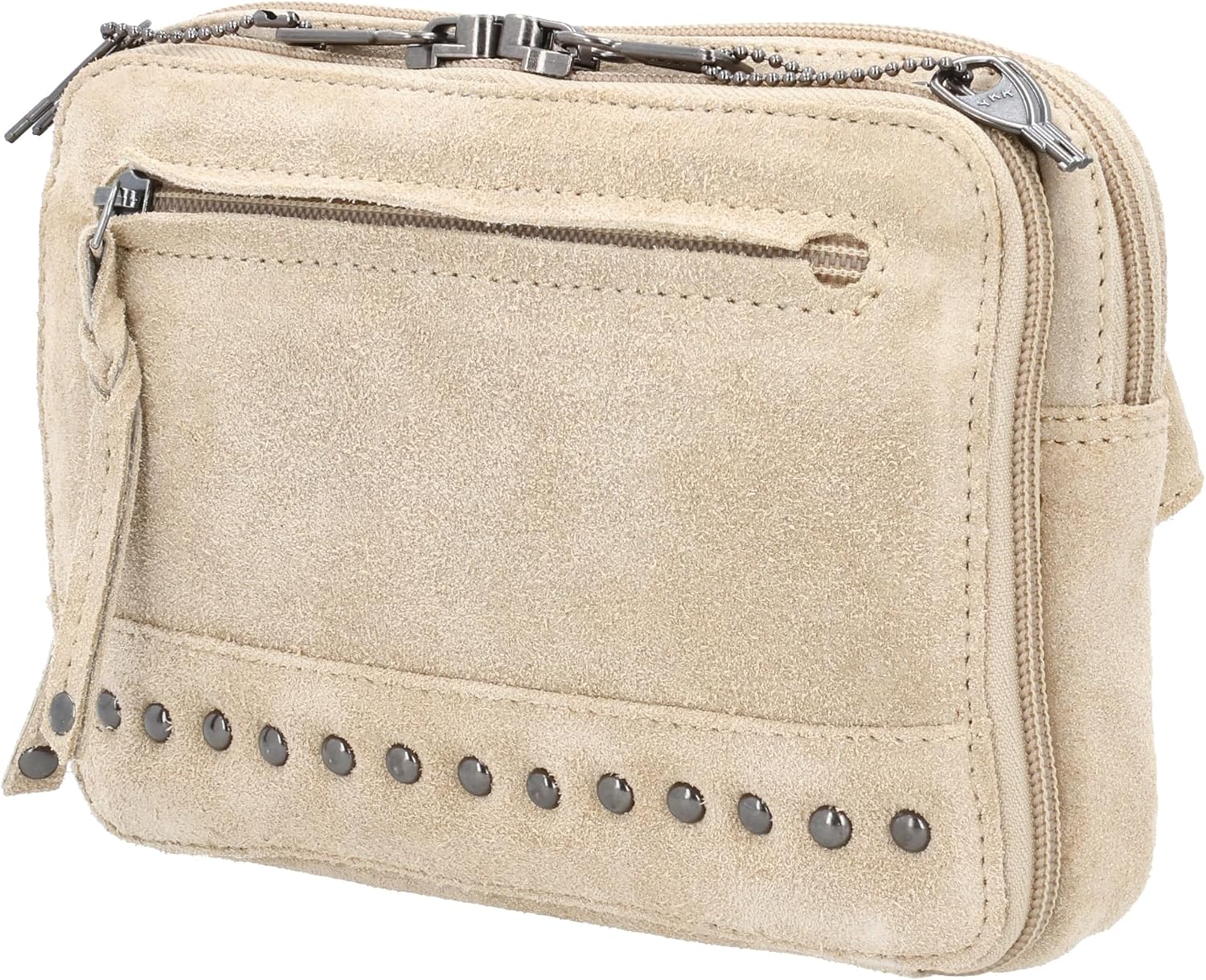 Lady Conceal Kailey Concealed Self Defence Waist Bag by Lady Conceal - Buffalo or Suede Cowhide Leather, 3 Open Sides and Locking Zippers with Universal Holster (Sand) - 8' L x 5.5' H x 2.25'