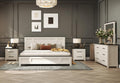 Roundhill Furniture Realynn 5-Piece Wood Bedroom Set, King Size Panel Bed with Dresser, Mirror, and 2 Nightstands, Off-White Finish