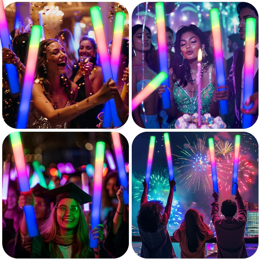 216-Pack Foam Sticks Bulk – Our Premium LED Foam Light Up Sticks Are Perfect as Wedding Glow Sticks for Reception, Parties, and Club Events! Ideal as Light-Up Party Favors, Reception Supplies.