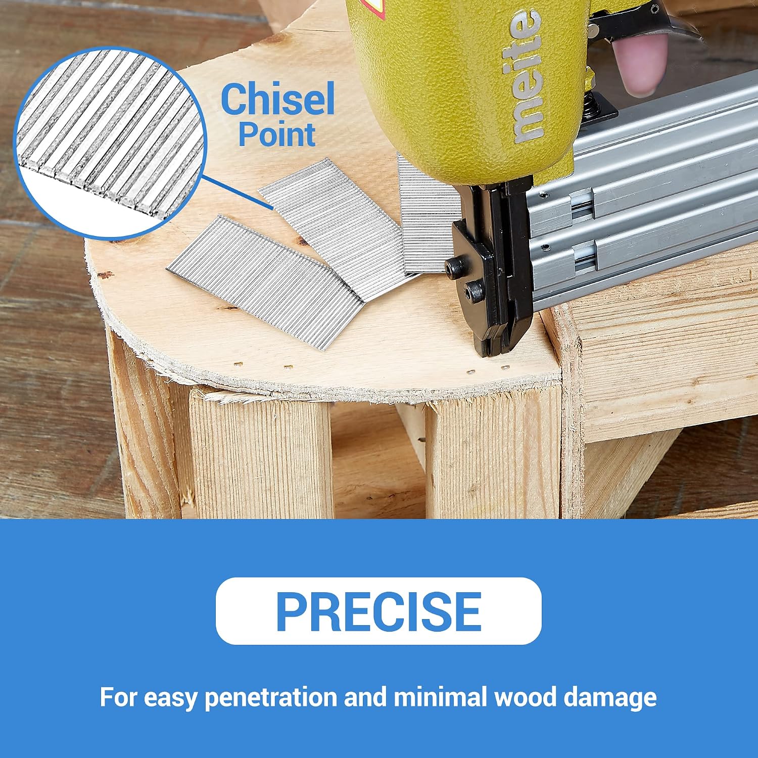 meite 16 Gauge Finish Nails, 1-1/2-Inch Galvanized 16GA Finish Nails, Small Straight Finishing Nail for 16 Gauge Finish Nailer Guns (1 Case)