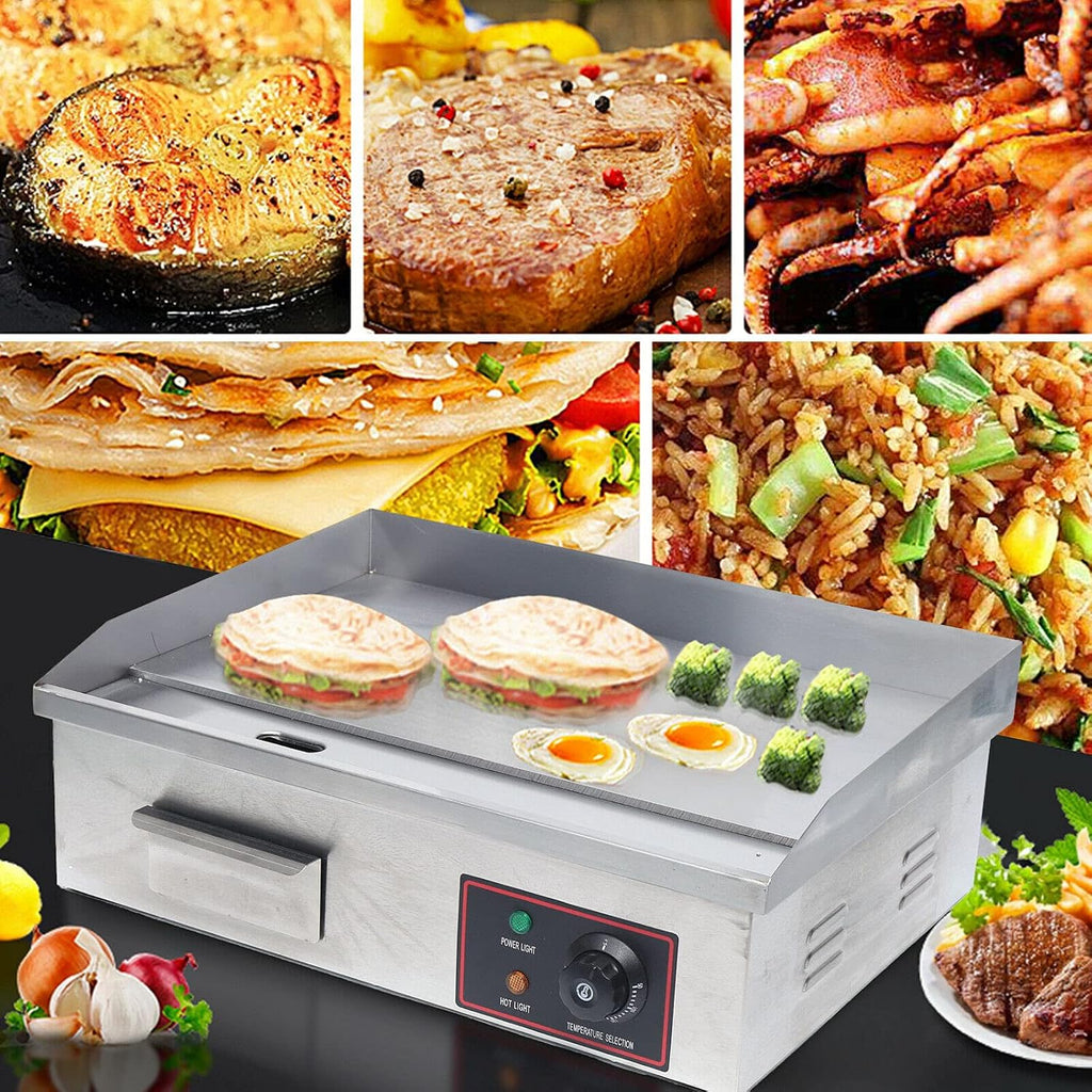 TFCFL Electric Countertop Flat Top Griddle,3KW Commercial Grill Griddle Stove with Adjustable Temperature Control£¬Stainless Steel Teppanyaki Gril for Kitchen