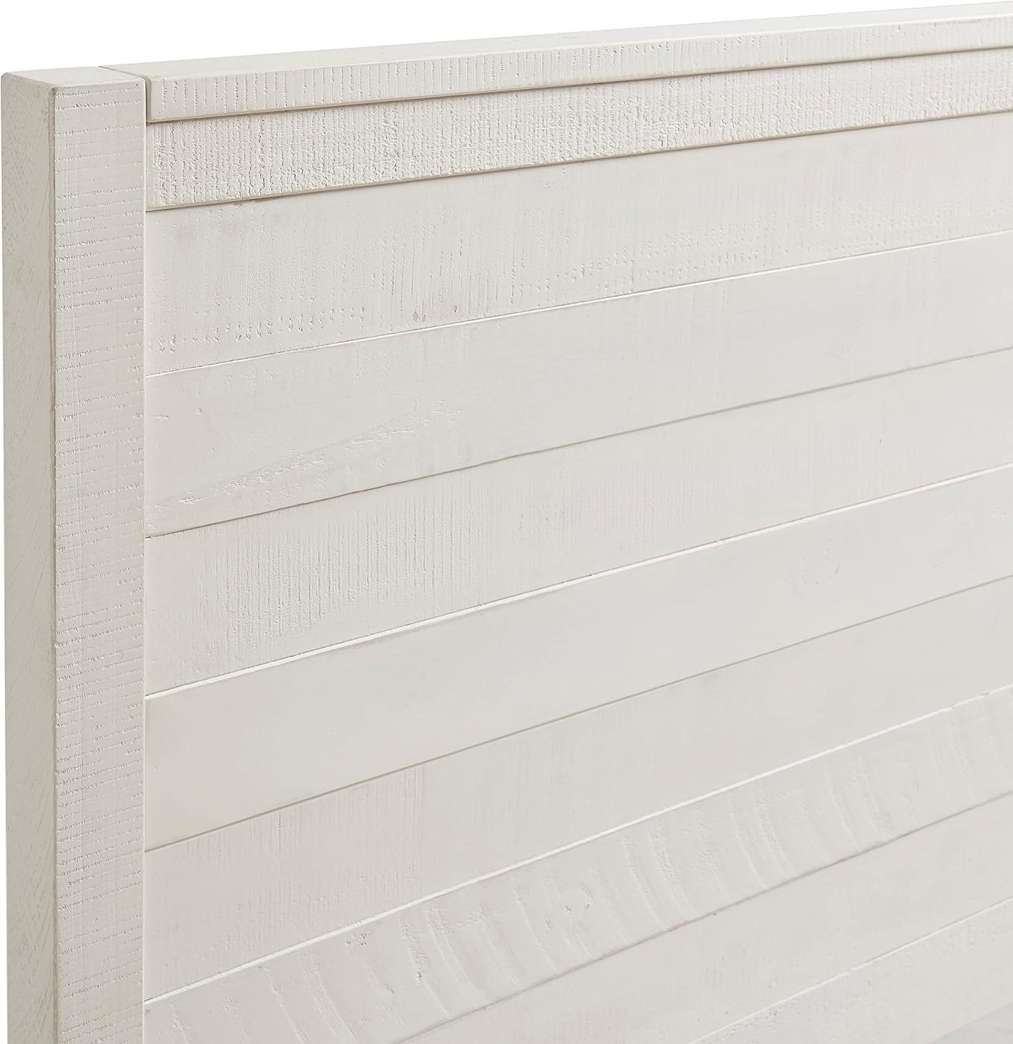 Arden Queen Size Panel Bed Frame – Solid Brazilian Pine Wood with High 50' Headboard, Low 18' Footboard, 8' Underbed Clearance – Rustic Boho Bedroom Style by Alaterre Furniture (Light Driftwood White)