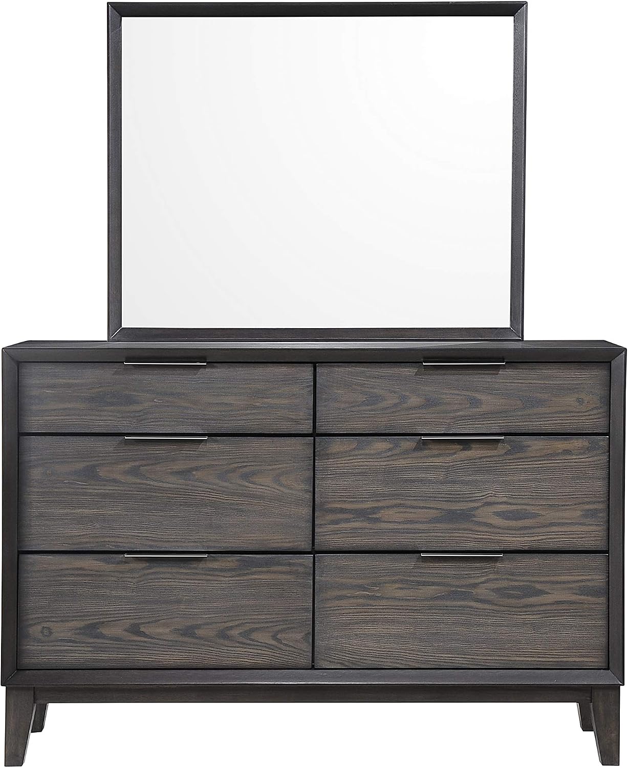 Kings Brand Furniture – Sheldon 6-Piece King Size Gray Bedroom Set. Bed, Dresser, Mirror, Chest & 2 Nightstands
