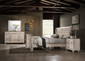 Roundhill Furniture Imerland Contemporary White-wash Finished 4-Piece Sleigh Headboard Bedroom Set, Queen