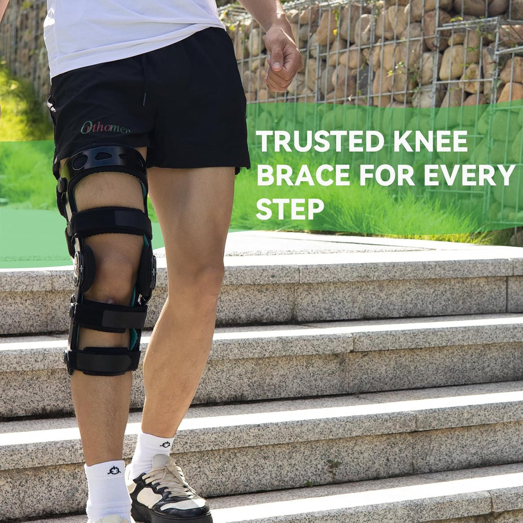 Orthomen Functional ACL Knee Brace, for Meniscus Ligament Sports Injuries, Adjustable Comfortline Hinged ROM Orthopedic Knee Orthosis for Meniscus Tear Knee Protection fit Men & Women(S-Left)