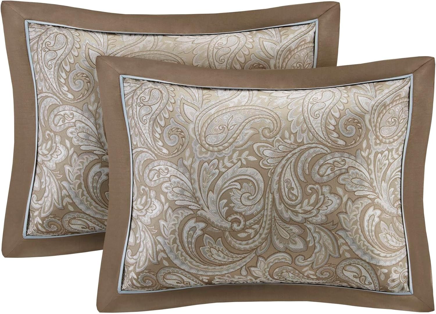 Madison Park Essentials Brystol 24 Piece Room in a Bag Faux Silk Comforter Jacquard Paisley Design Matching Curtains Down Alternative Hypoallergenic All Season Bedding-Set, Queen (90 in x 90 in), Blue