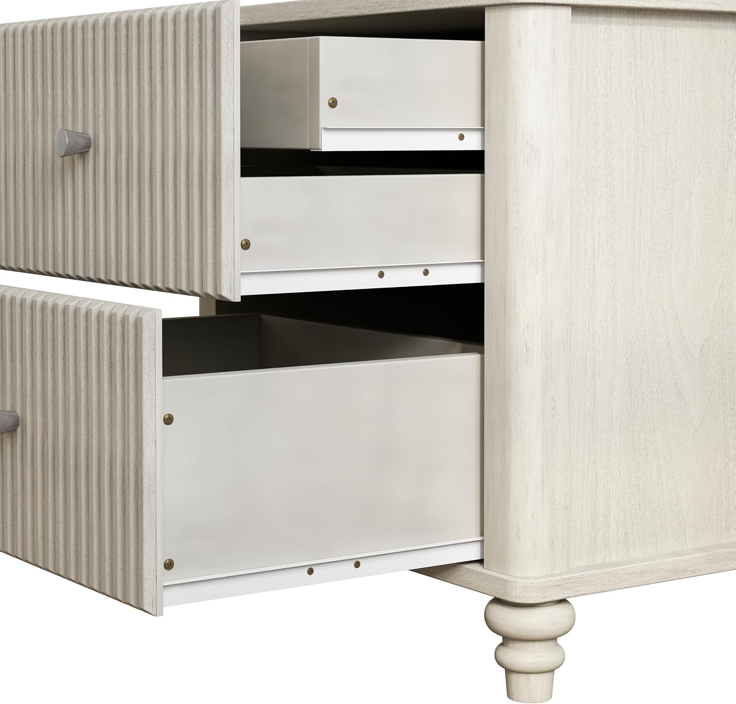 3-Pieces Bedroom Sets, King Size Platform Bed with 2 Nightstands, Solid Wood Platform Bed Frame with Tall Headboard and Classic American Turned Legs (Beige-5.25, King)