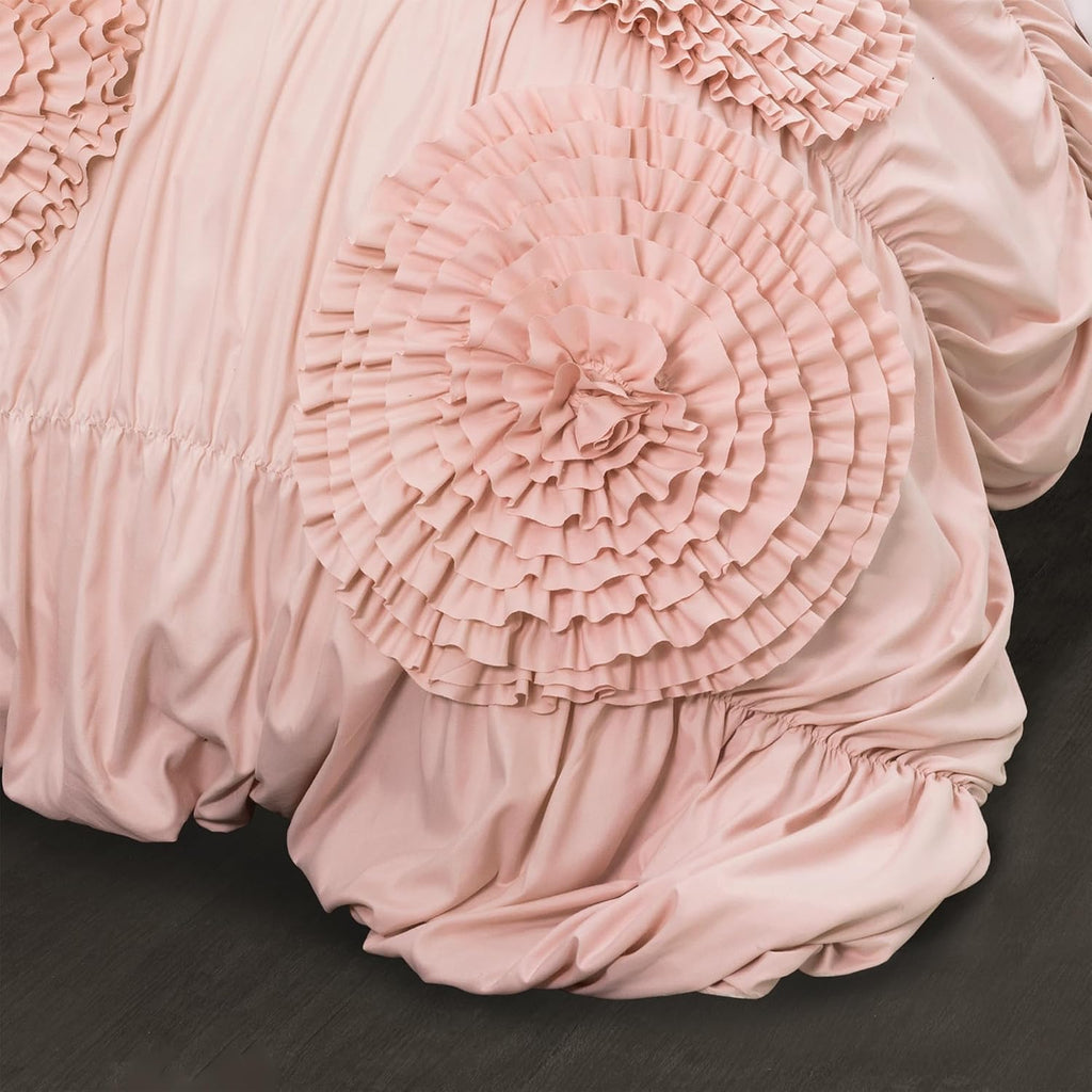 Lush Decor Serena Comforter Set, 3 Piece Set, Full/ Queen, Blush - Pink Bedding Set Queen - Cute Comforter Queen Size - Coquette Decor