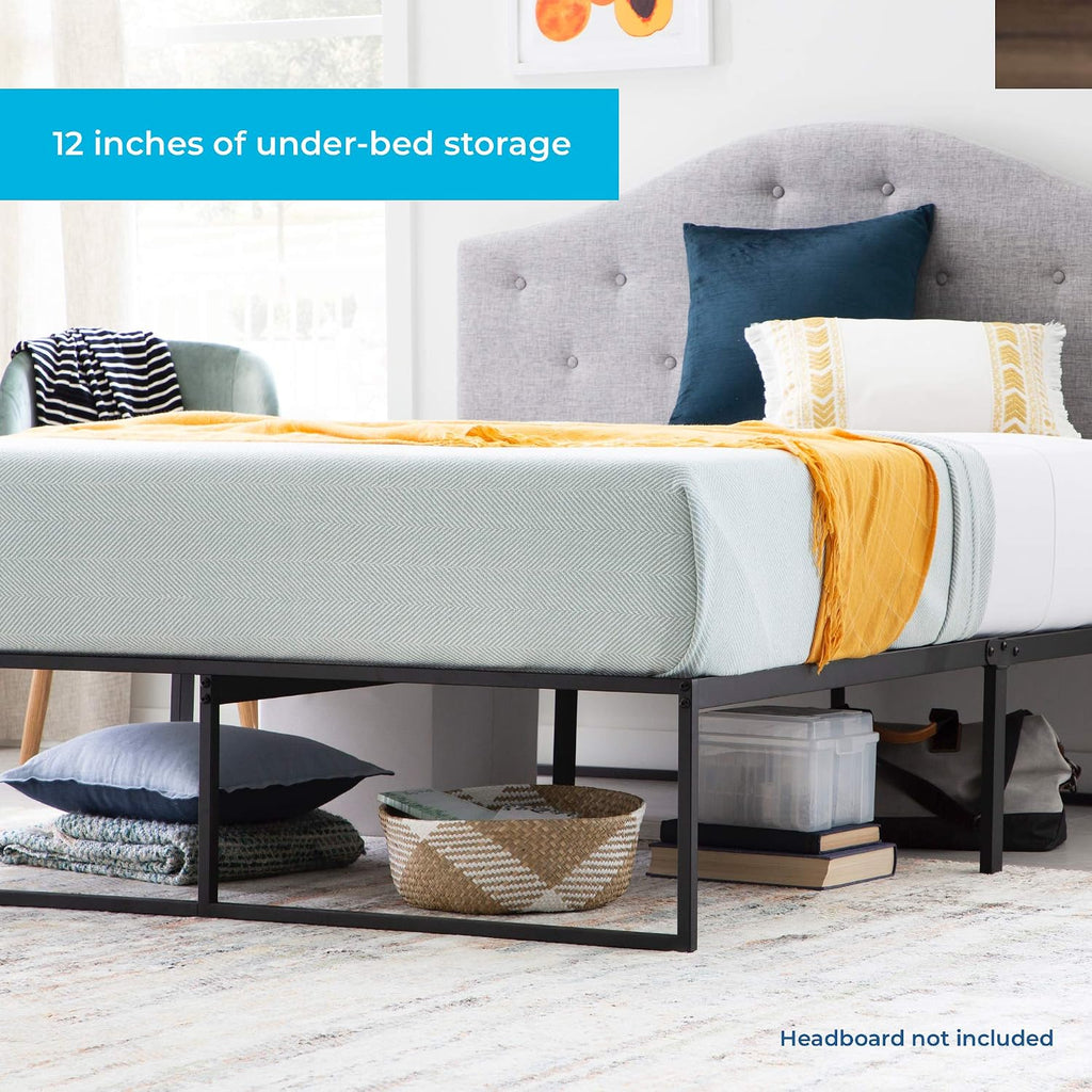 Linenspa Folding Metal Platform Bed Frame - Easy Assembly - Sturdy Steel - No Box Spring Needed - Underbed Storage - Mattress Foundation - 14' High - Traditional Design - King Size