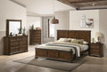 Roundhill Furniture Maderne Traditional Wood Panel Bed with Dresser, Mirror, Nightstand, Chest, Queen, Antique Walnut Finish