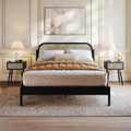 Bme Aurelia Headboard Queen Size Bed Frame, Solid Acacia Wood, Boho & Mid-Century Modern Style, Rattan Headboard, US Patent Pending Design, Slat Support and No Box Spring Needed, Easy Assembly, Black