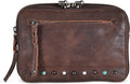 Kailey Concealed Self Defence Waist Bag by Lady Conceal - Buffalo/Suede Cowhide Leather, 3 Open Sides & Locking Zippers with Universal Holster (Mahogany w/Studs) - 8' L x 5.5' H x 2.25'