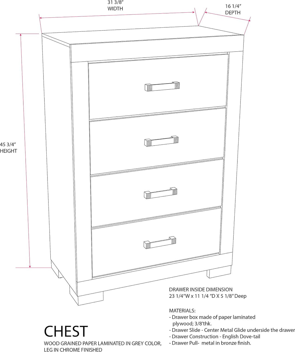 Kings Brand Furniture – Lorain 6-Piece King Size Gray Bedroom Set. Bed, Dresser, Mirror, Chest & 2 Nightstands