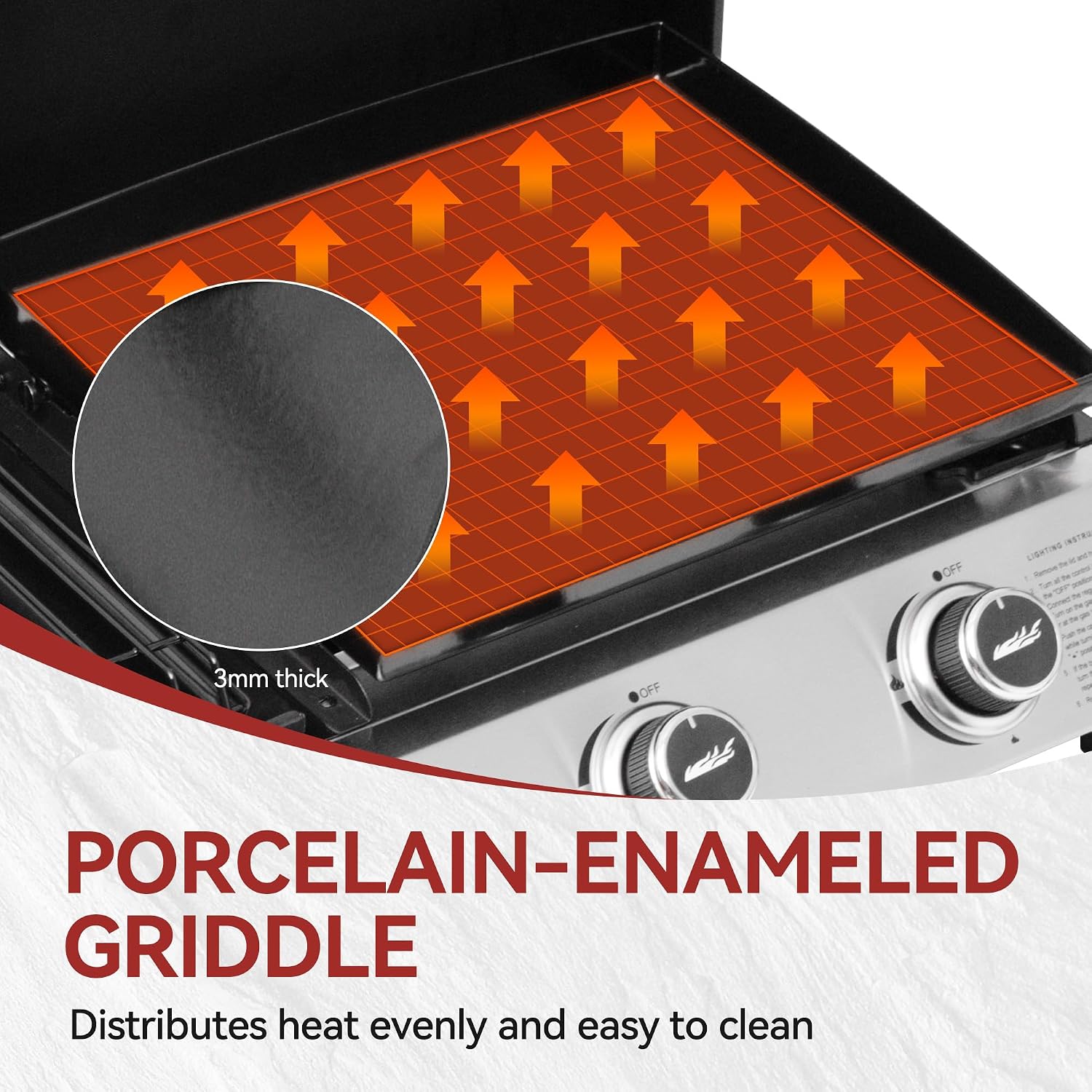 3-Burner Portable Propane Gas Griddle with Side Burner, 3-in-1 Grill and Griddle Combo with Lid, Outdoor Cooking, 29,000 BTU, Silver, PD1305H-SC