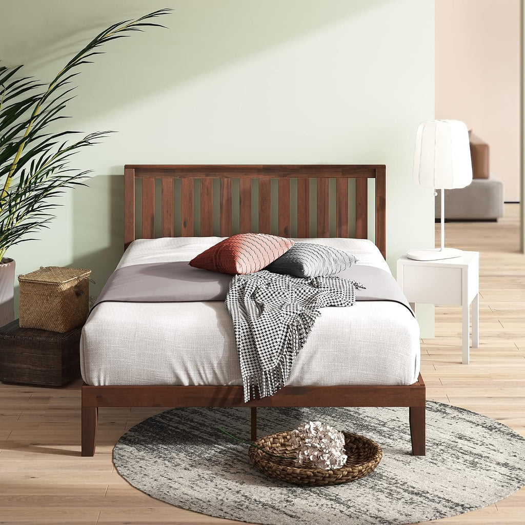 Zinus Vivek Wood Platform Bed Frame with Headboard, Solid Wood Foundation with Wood Slat Support, No Box Spring Needed, Easy Assembly, Twin