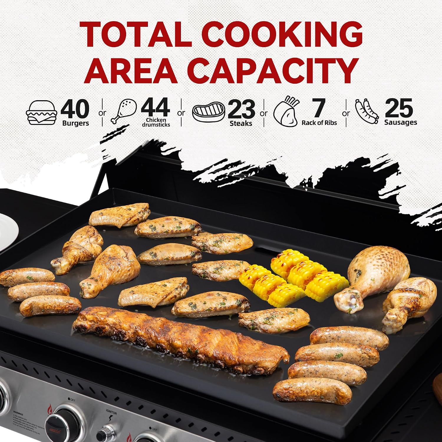 Royal Gourmet GB4007P 4 Burner Propane Gas Griddle with Hood, 34-Inch Flat Top Grill with Folding Side Tables for Outdoor Cooking like Camping or Tailgating, Black & Silver
