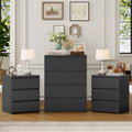 FOTOSOK Bedroom Set, White Dresser and Nightstand Sets for Bedroom, 3 Piece Bedroom Set, Night Stand Set of 2 & 4 Drawer Dresser Set, Chest of Drawers Storage Cabinet Set, Black