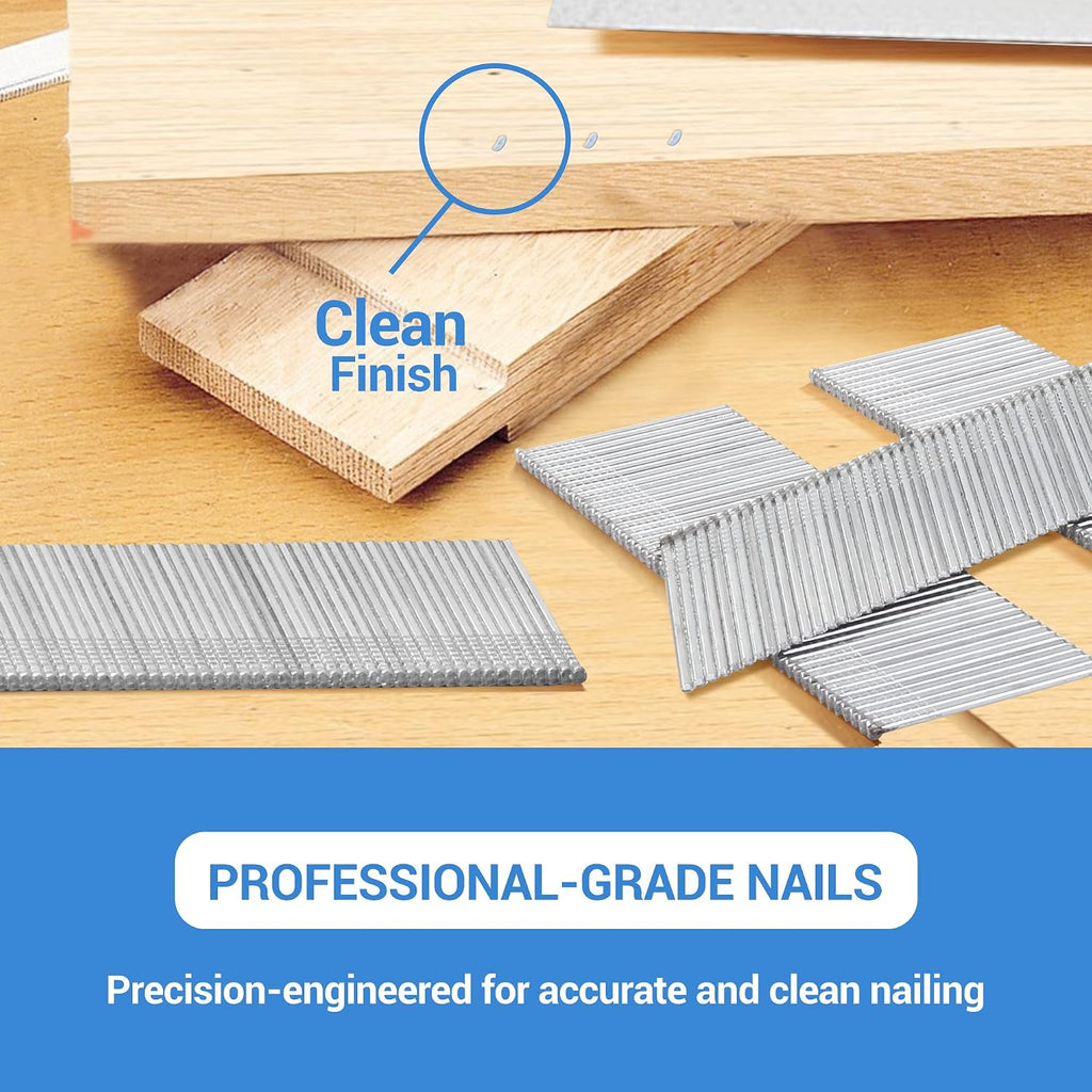 meite 16 Gauge 20 Degree Angled Finish Nails Galvanized No-rust Nails for Finish Nailer Gun, Finish Nails for Cabinet Crown Baseboard Window Trim (10+ Boxes (20,000PCS+), Galvanized Steel, 2' Leg)