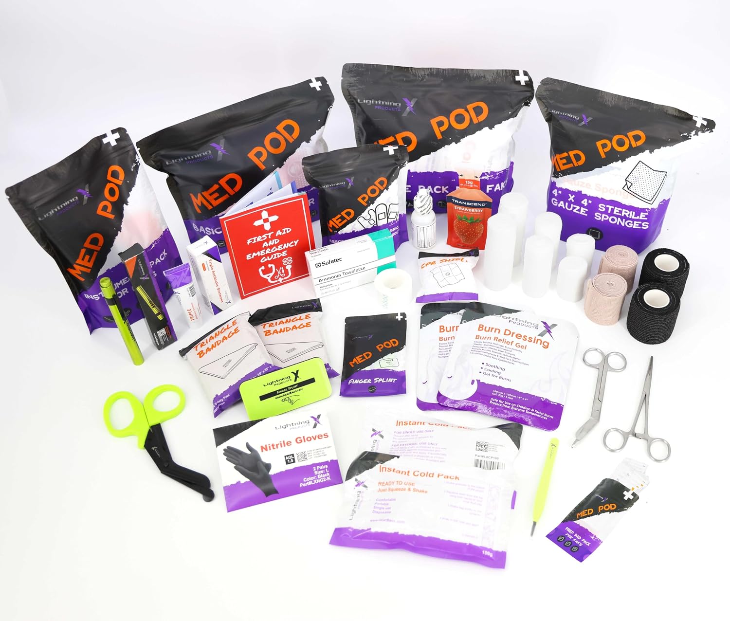 Lightning X Products Lightning X Mid-Sized First Responder EMT Bag | LXMB25 Fully Stocked Aid Kit w/ 200+ BLS Supplies - Blue