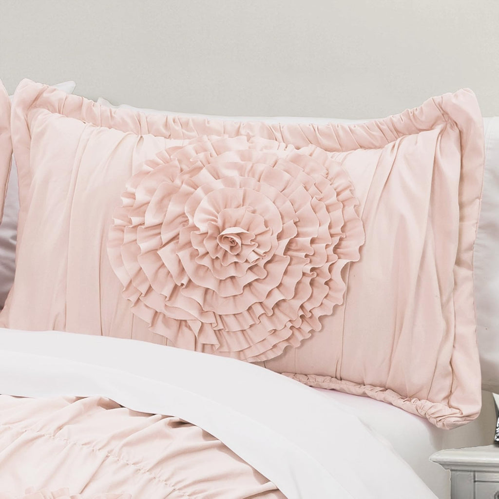 Lush Decor Serena Comforter Set, 3 Piece Set, Full/ Queen, Blush - Pink Bedding Set Queen - Cute Comforter Queen Size - Coquette Decor
