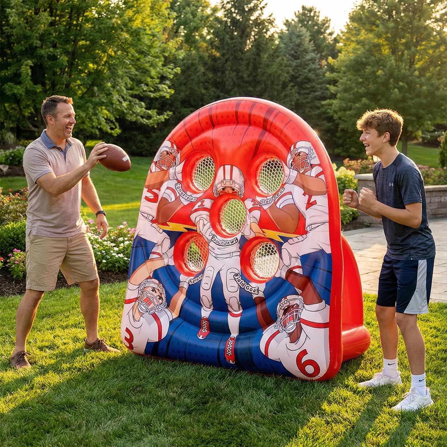 6FT Giant Inflatable Football Target Toss Game - Fun Indoor & Outdoor Yard Games for Kids & Adults, Football Party Throwing Games, Carnival Games, Camping & Tailgate Lawn Activities