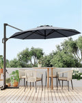 Takywep 10ft Cantilever Patio Umbrella, Outdoor Umbrella 360-degree Rotation, Solar-powered LED lights, Easy-Tilt Mechanism, for Decks, Poolside and Backyard Relaxation
