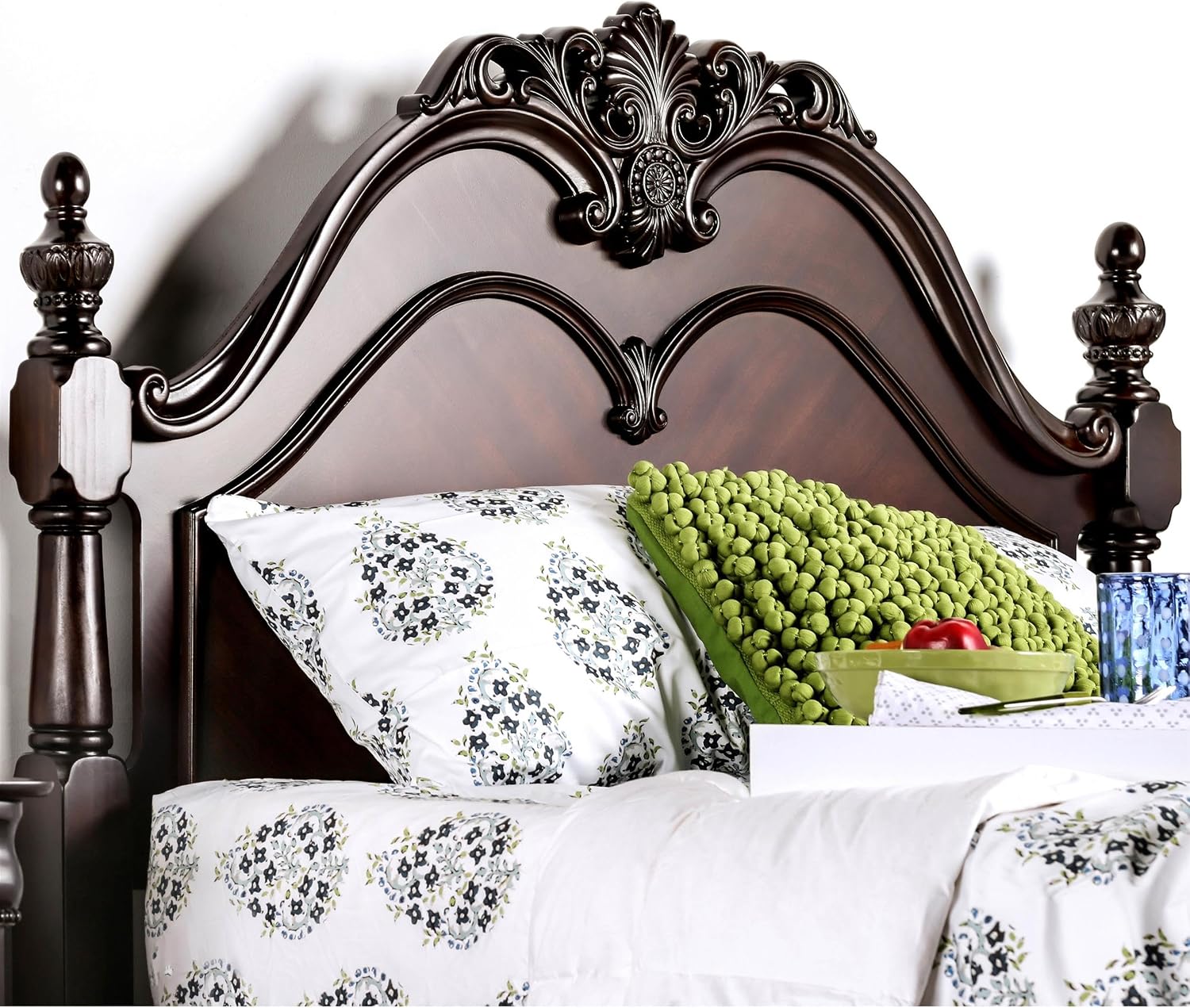 Furniture of America FOA Ruben 2pc Cherry Solid Wood Panel Bedroom Set - King + Nightstand