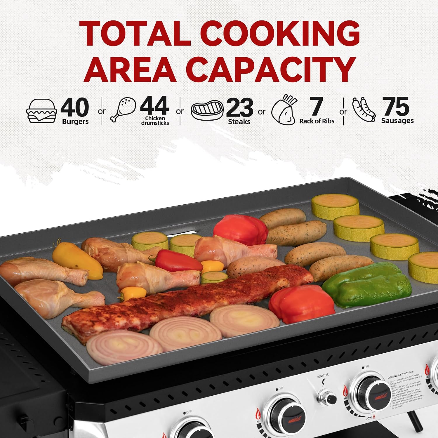 Royal Gourmet GB4007 4 Burner Propane Gas Griddle with Folding Side Tables, 34-Inch Flat Top Grill with 52,000 BTUs Output for Outdoor Cooking like Camping or Tailgating, Black & Silver