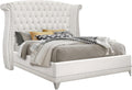 Coaster Home Furnishings Barzini Modern Classic 5-Piece Bedroom Set Velvet Upholstered California King Size Wingback Bed Frame 63-inch Headboard White 300843KW-S5