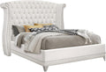 Coaster Home Furnishings Barzini Modern Classic 4-Piece Bedroom Set Velvet Upholstered Queen Size Wingback Bed Frame 63-inch Headboard White 300843Q-S4