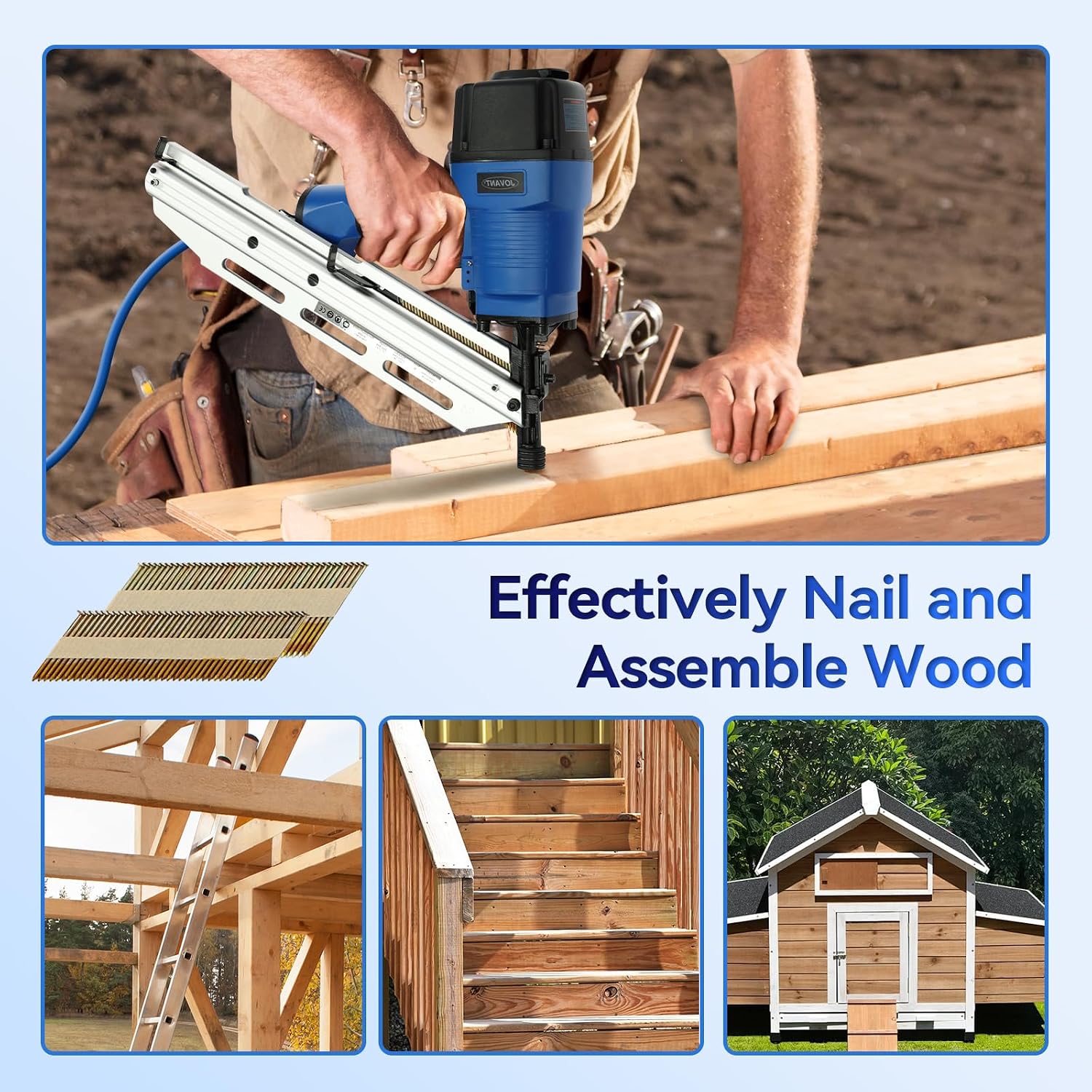 Pneumatic Framing Nailer,Pro Preferred Brand of Pneumatic Nailers,Accepts 30-34 Degree 2-Inch to 3-3/8-Inch Offset Round Paper Collated Nails.Finishing Nails Ideal for Framing、Flooring