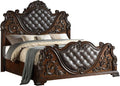 First of a Kind Cosmos Furniture Santa Monica Traditional King Bed - Cherry Finish Wood Bed with Tufted Headboard, Nail Head Trim - King Size Bed for Classic Bedroom Decor