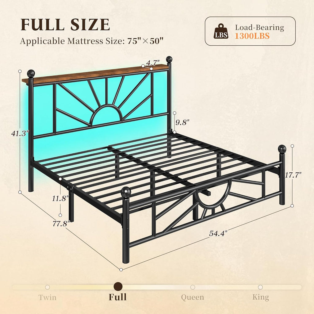 Homkdom 14 inch Full Size Meta Platform Bed Frame with Headboard and Footboard, Victorian Full Size Bed Frame with Under Bed Storage/No Box Spring Needed/Noise-Free/Easy Assembly, Black