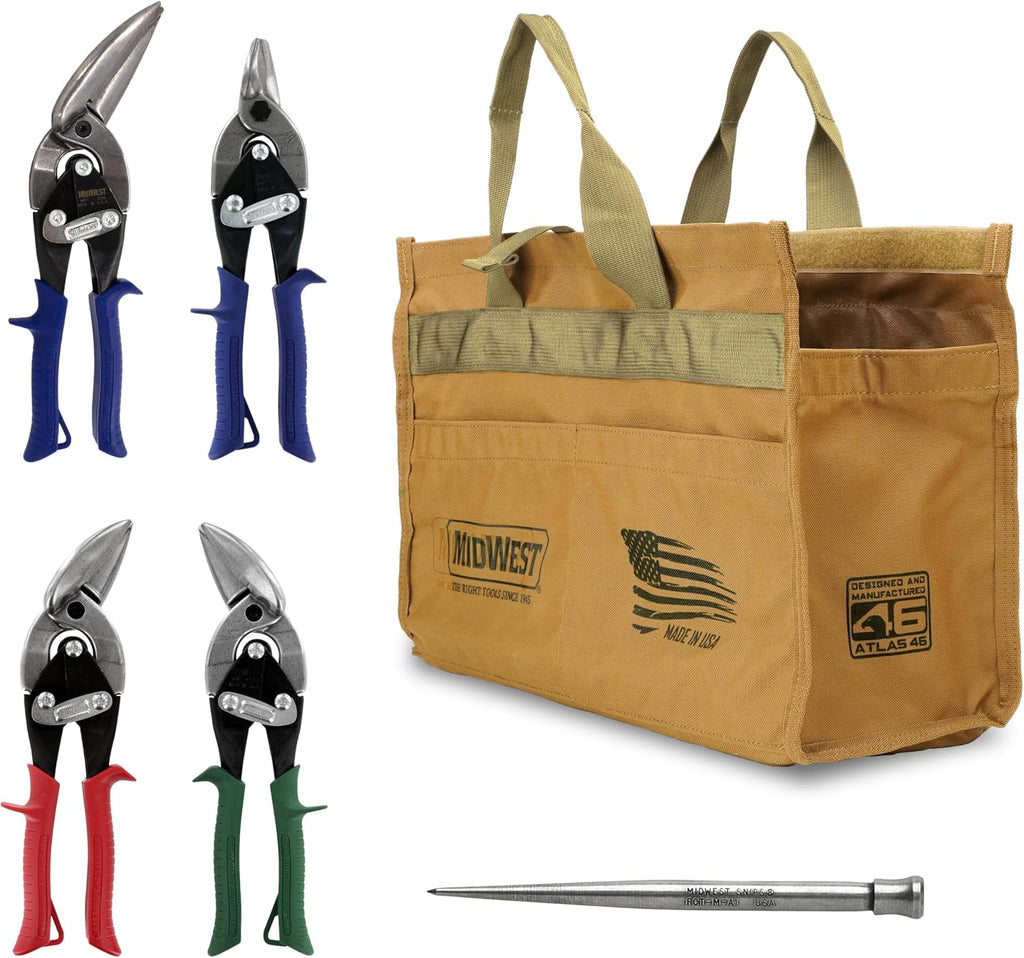 MIDWEST Building Preferred Tool Kit - 5 Piece Set Includes Aviation Snips & More, Made in the USA - MWT-BULDKIT01