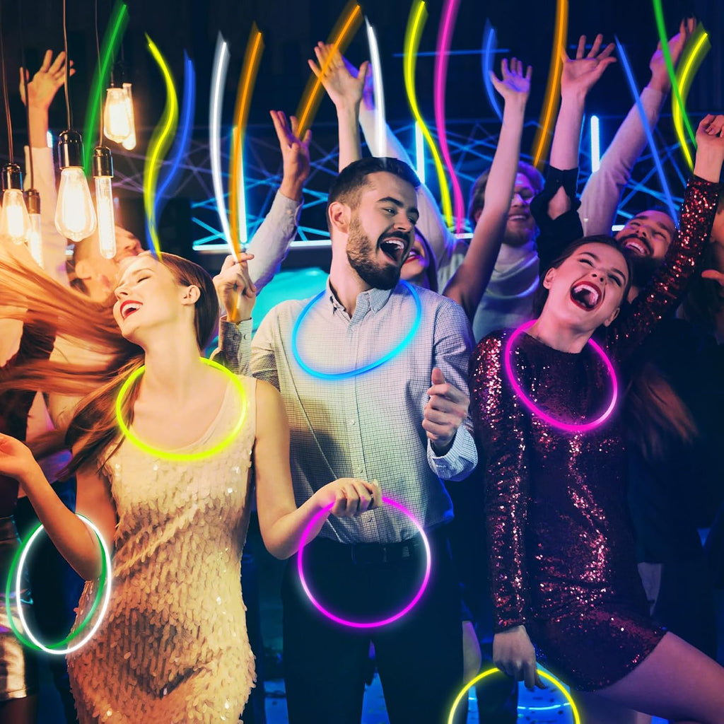Deekin 22 Inch Glow Necklaces Sticks Bulk Light up with Connectors Party Neon Glow in the Dark for Carnival Birthday Festivals Raves Wedding Favors