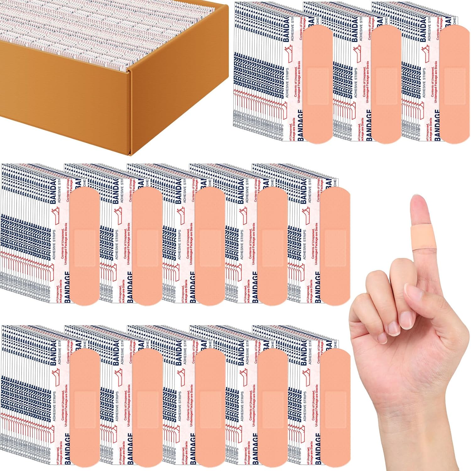 Timgle 10000 Pcs 3/4' x 3' Adhesive Bandages Bulk Waterproof Adhesive Breathable Bandages for Sensitive Skin School Nurses Businesses Travel First Aid Kits Homeless Care Supplies Donations