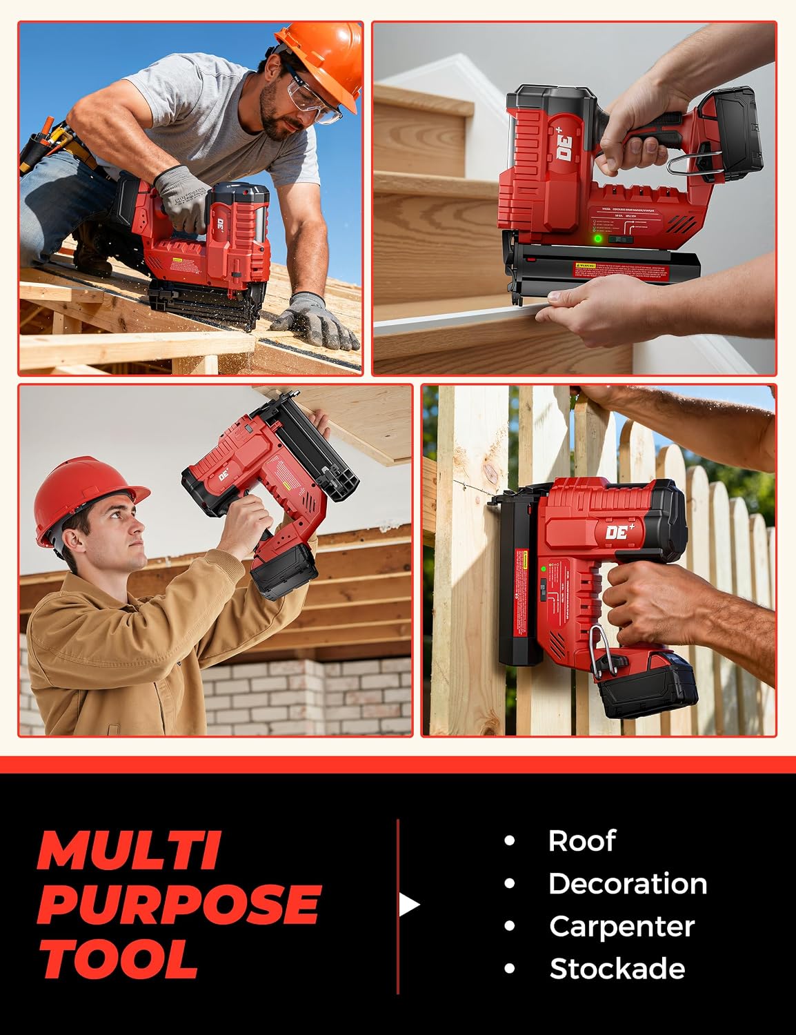 DeForce 18GA Cordless Brad Nailer, 2' Nail Gun for Milwaukee 18V Battery, 2 IN 1 Electric Stapler, 2026 Upgraded Tool-Free Jam Release, 2 Firing Modes, Adjustable Depth, 1000pcs Nails(No Battery)