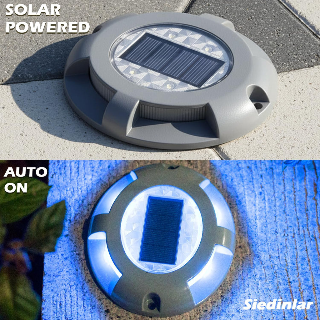 SIEDiNLAR Solar Deck Lights Driveway Dock Light LED Solar Powered Outdoor Waterproof Road Markers for Step Garden Sidewalk Stair Ground Pathway Yard 16 Pack (Blue)