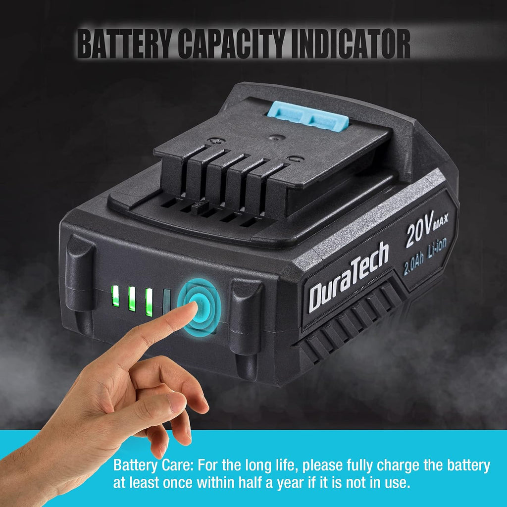 DURATECH 2 IN 1 Cordless Brad Nailer, Battery Powered 18 GA Nail/Staple Gun+20V 2.0Ah Li-ion Battery Pack