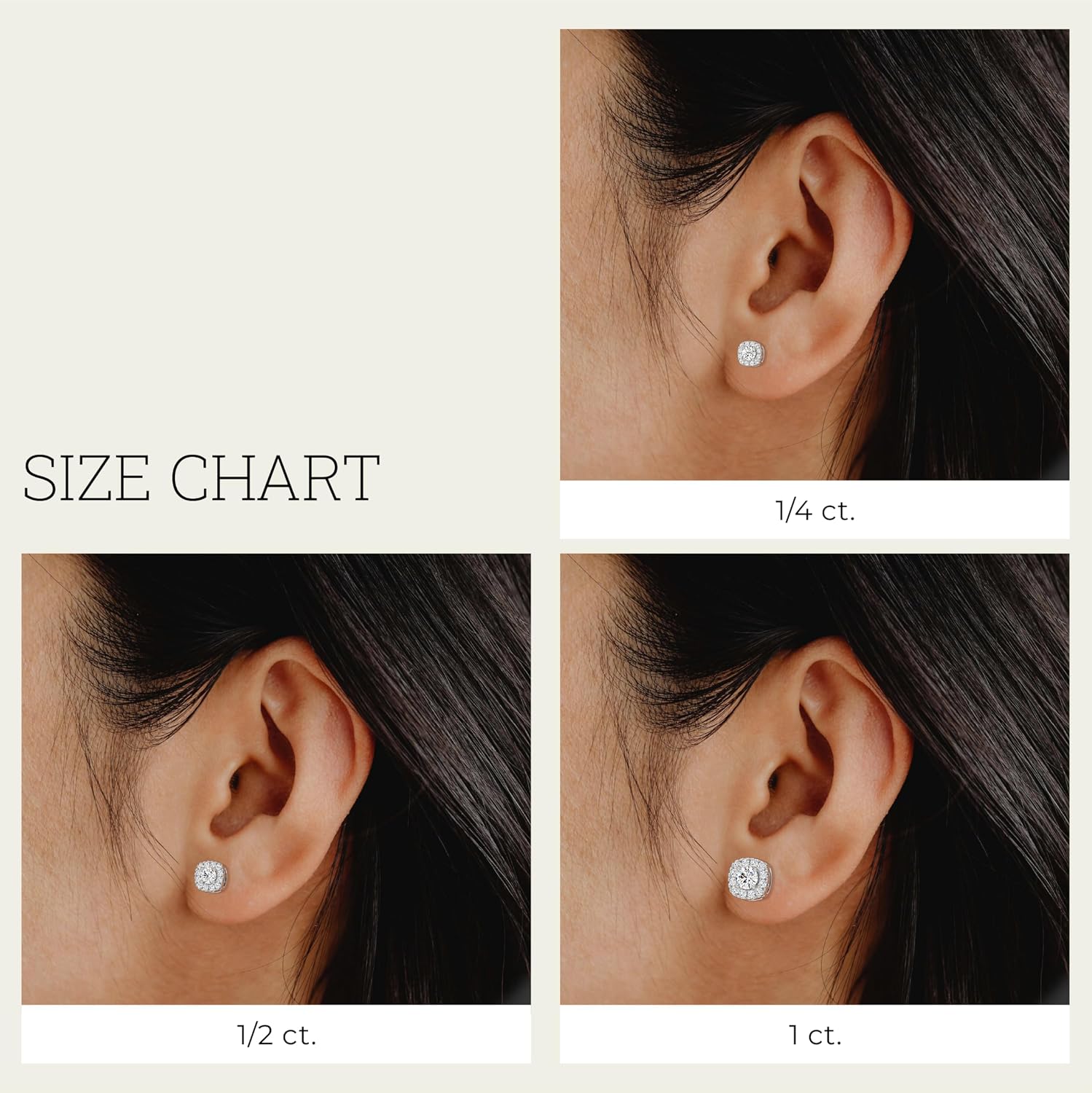 Gilded Lab-Grown Diamond Stud Earrings Sterling Silver and 14KT Yellow Gold Plated Silver| Cushion Halo Shaped Studs | Hypoallergenic Fine Jewelry | Prong Setting, Push Back Nut | SI1 Clarity, F Color 1/4, 1/2, ,1 ct tw