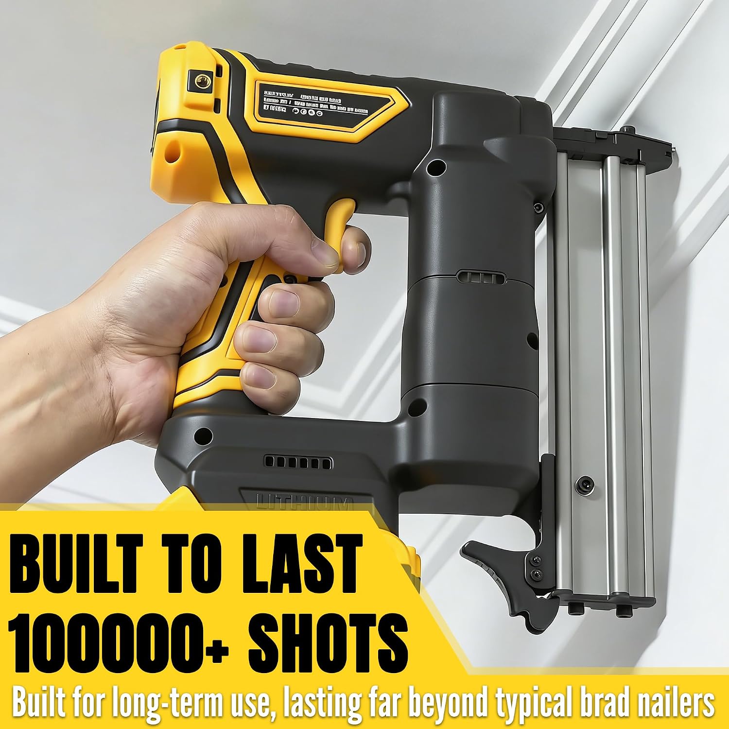 18 GA Cordless Brad Nailer for Dewalt 20V Battery (No Battery), Cordless Nail Gun with 1000PCS 3/8'–1-1/4' Nails, Electric Brad Nailer with Powerful Driving Force, 2 Firing Modes, for Baseboard & Wood