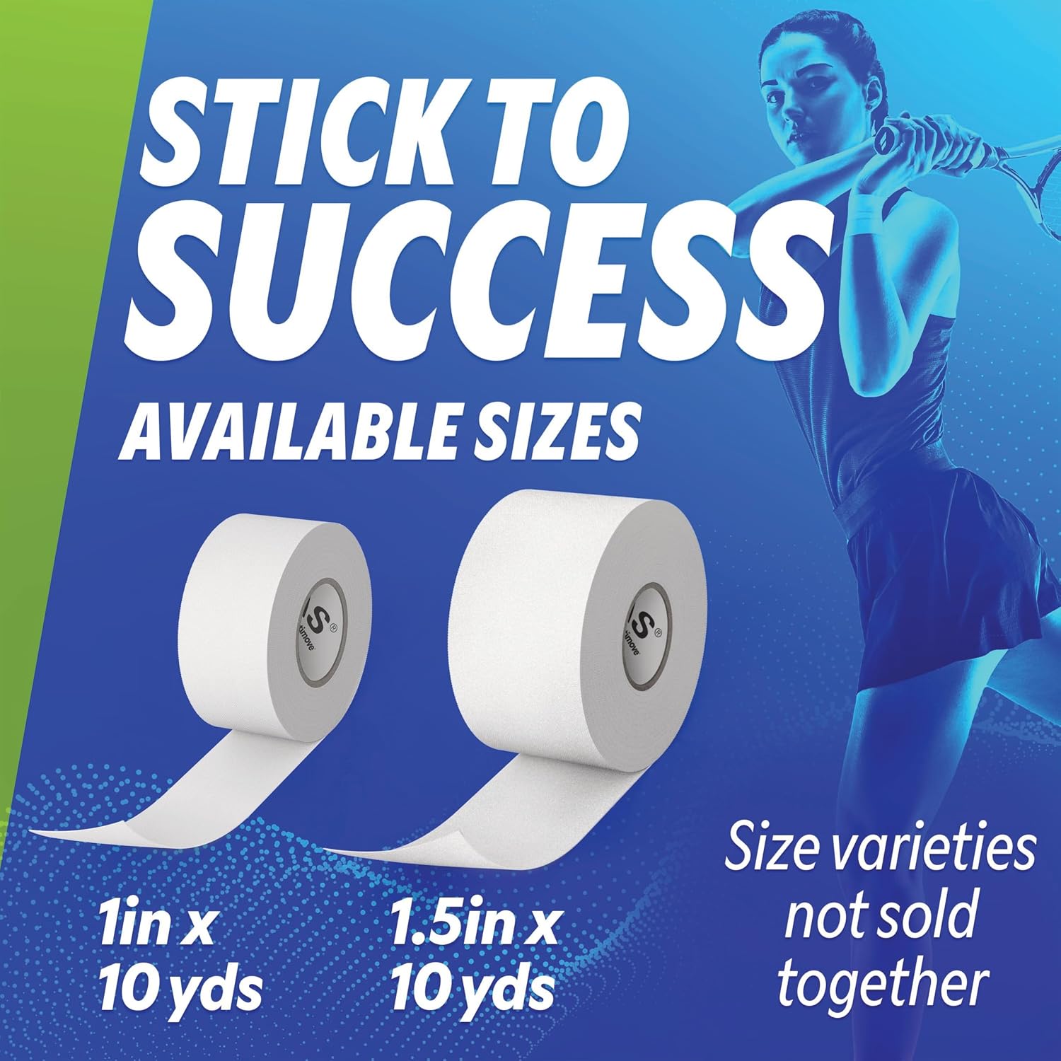 Athletic Tape for Muscles and Joint Support and Immobilization, Strong Skin Adhesion, Hand-tearable, White, 1.5 in x 15 yd, Speedpack - 32 Rolls