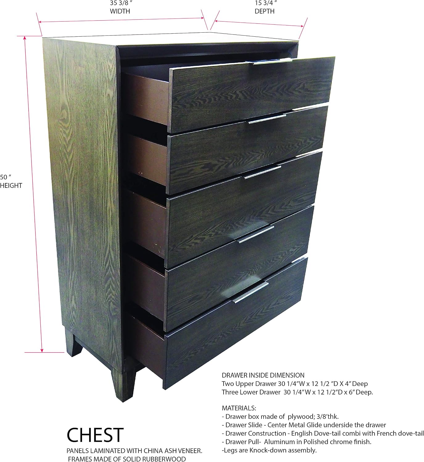 Kings Brand Furniture – Sheldon 6-Piece King Size Gray Bedroom Set. Bed, Dresser, Mirror, Chest & 2 Nightstands