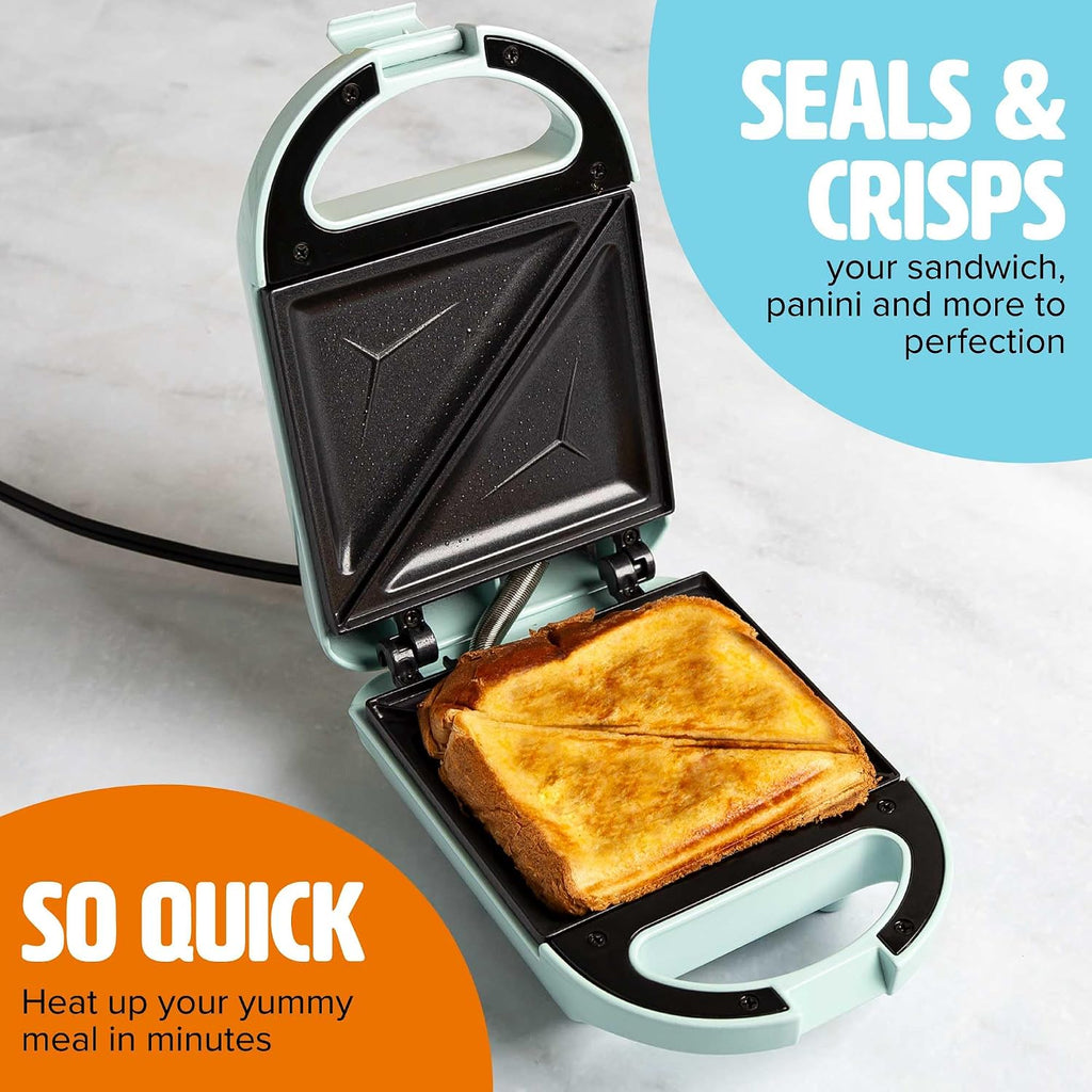 Tasty Mini Sandwich Maker,Makes Sandwiches,Paninis,Grilled Cheese,Desserts,Quick Results,Easy Cleanup,600W,Aqua,(Pack of 6)