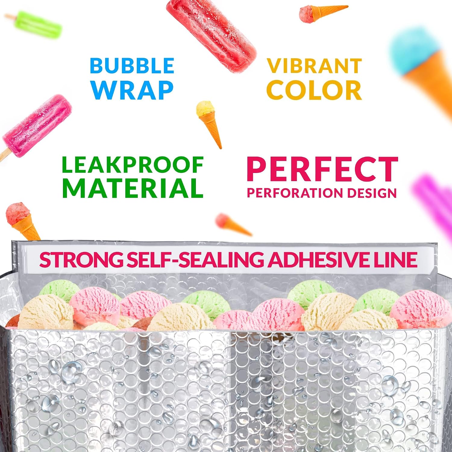 ABC PACK & SUPPLY Insulated Box Liners, 10 x 10 x 10 Inch Thermal Shipping Bags, Self Seal Foil Bubble Pouches for Hot and Cold Food Delivery, Leak Resistant, Pack of 50