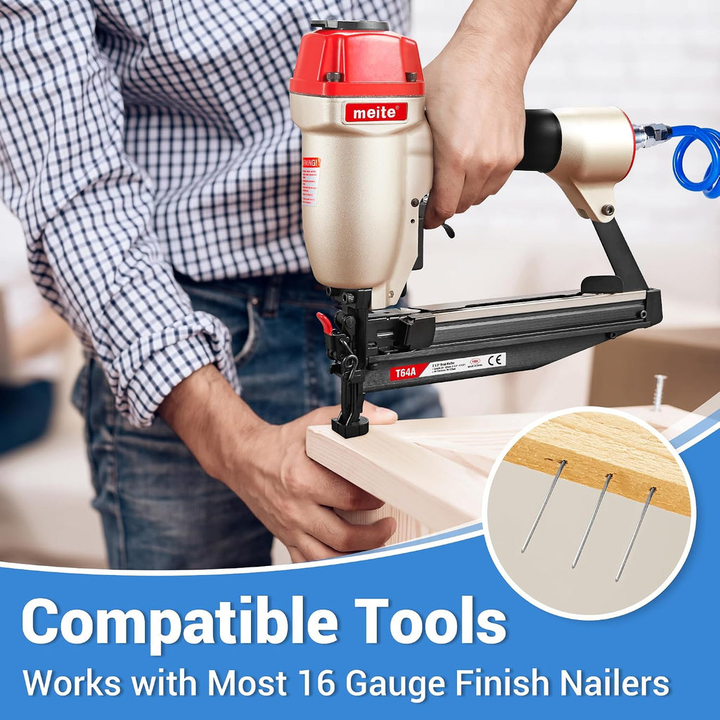meite 16 Gauge Finish Nails 5 Sizes Assorted Set 30,000PCS Galvanized Straight Finish Nails for Pneumatic Cordless Finish Nailer on Crown Molding Cabinetry (1', 1-1/4', 1-1/2', 2', 2-1/2')